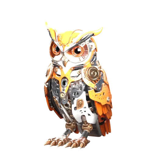 Interactive 3D preview of a mechanical owl